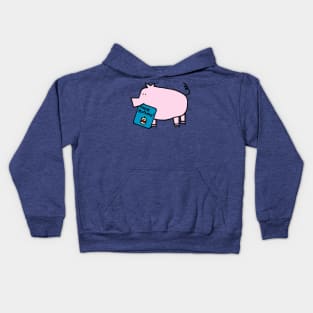 Pink Pig with Birthday Greetings Kids Hoodie